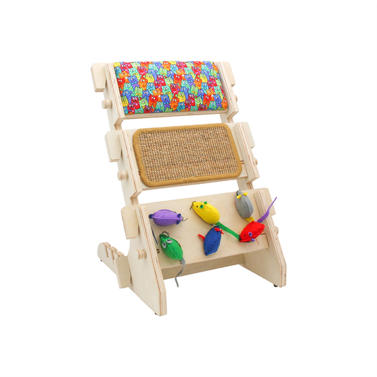 ScratchLadder: Colorful Cats Catnip Cushion, Sisal Carpet, Felt Mice