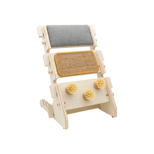 ScratchLadder: Seriously Grey Catnip Cushion, Sisal Carpet, Grooming