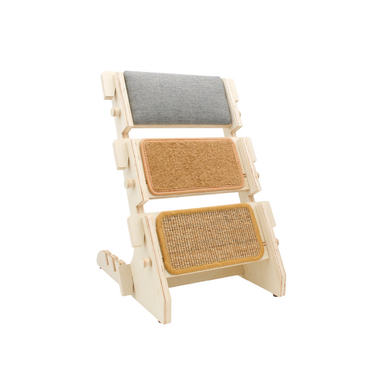 ScratchLadder: Seriously Grey Catnip Cushion, Brown Carpet, Sisal Carpet