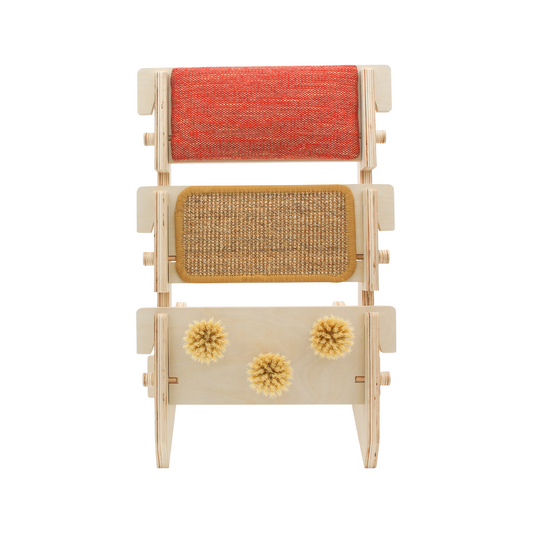 ScratchLadder: Red Velvet Catnip Cushion, Sisal Carpet, Grooming