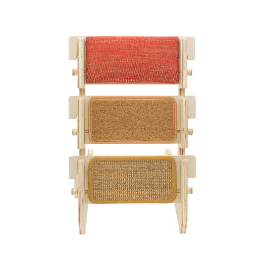 ScratchLadder: Red Velvet Catnip Cushion, Brown Carpet, Sisal Carpet