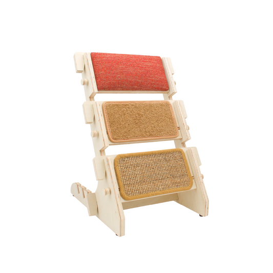 ScratchLadder: Red Velvet Catnip Cushion, Brown Carpet, Sisal Carpet