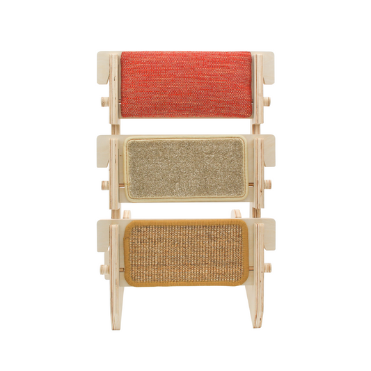 ScratchLadder: Red Velvet Catnip Cushion, Beige Carpet, Sisal Carpet