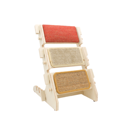ScratchLadder: Red Velvet Catnip Cushion, Beige Carpet, Sisal Carpet