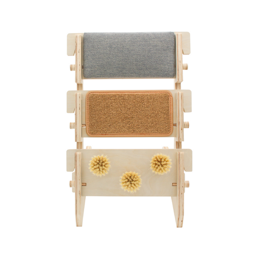 ScratchLadder: Seriously Grey Catnip Cushion, Brown Carpet, Grooming