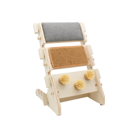 ScratchLadder: Seriously Grey Catnip Cushion, Brown Carpet, Grooming